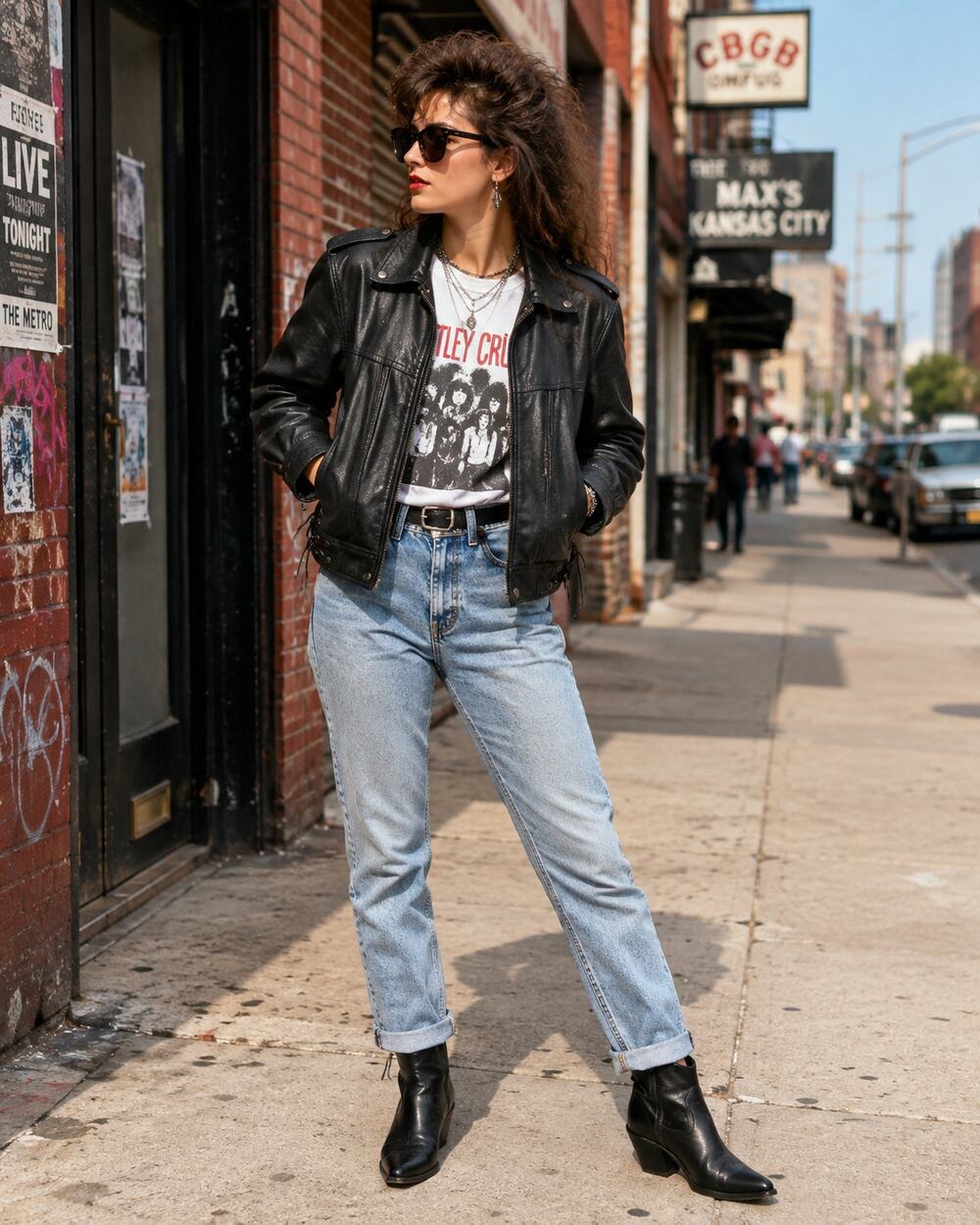 Vintage 80s CHIA Black Leather Moto Jacket Women's L
